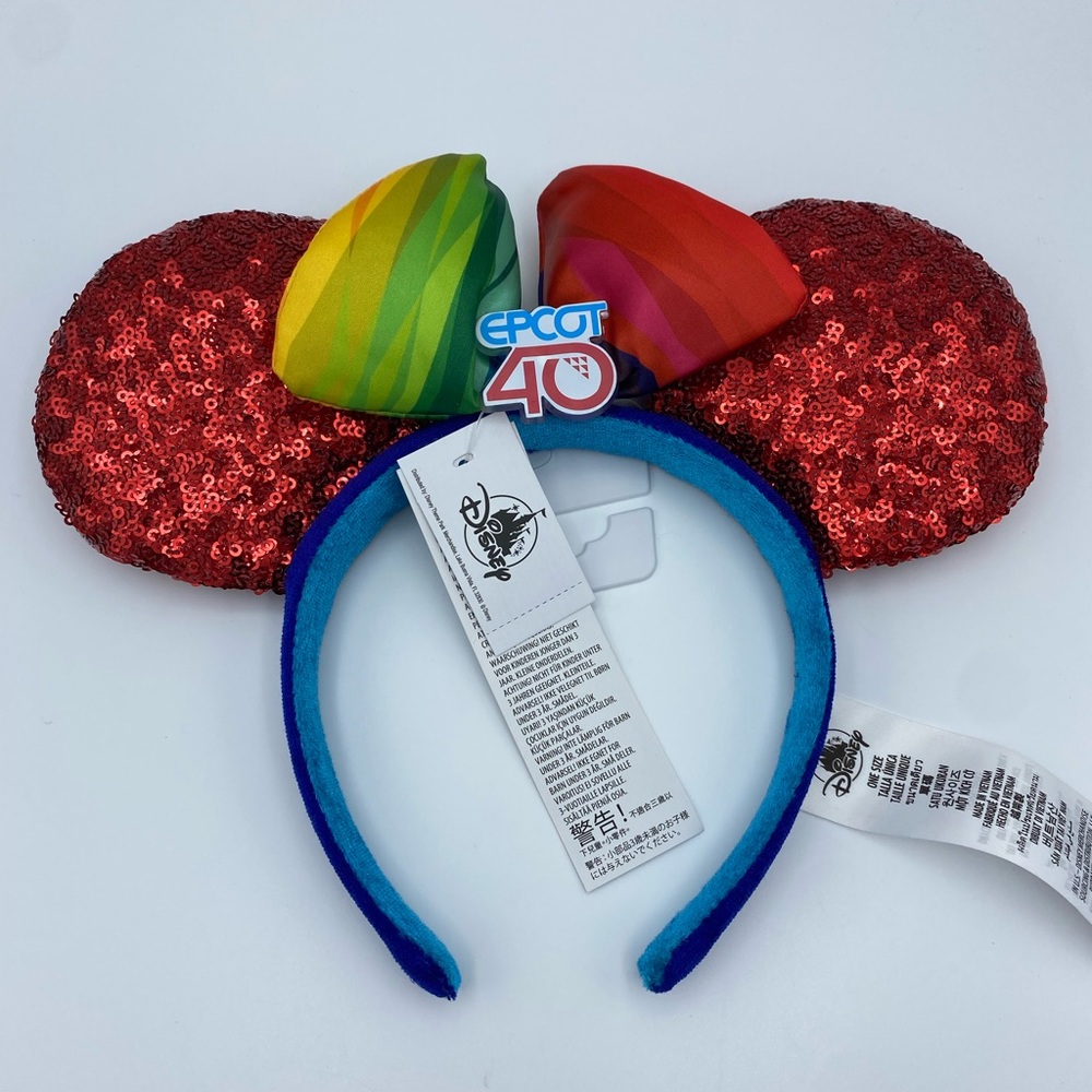 Disney Minnie Mouse Ear Headband Epcot 40th Anniversary Sequin